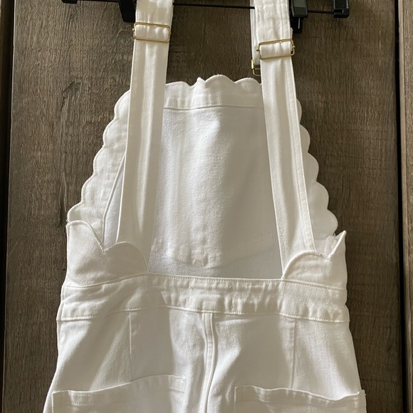 Frame Denim Scallop Edge Overalls in Blanc or White, Sz XS - Picture 6 of 10